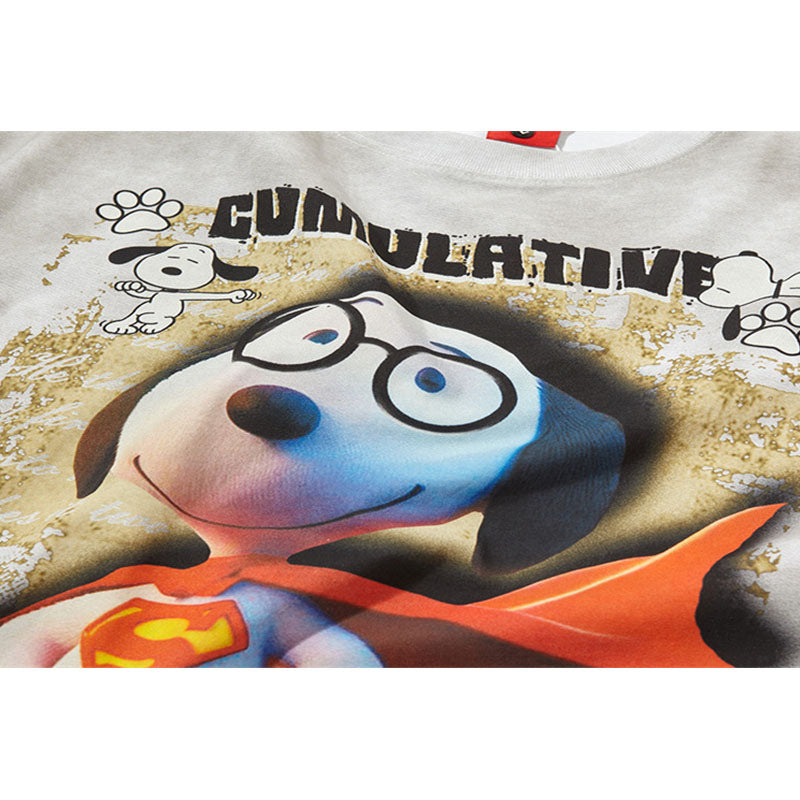 New York Hip Hop Style Vintage Cartoon Anime Print Short Sleeve T-Shirt