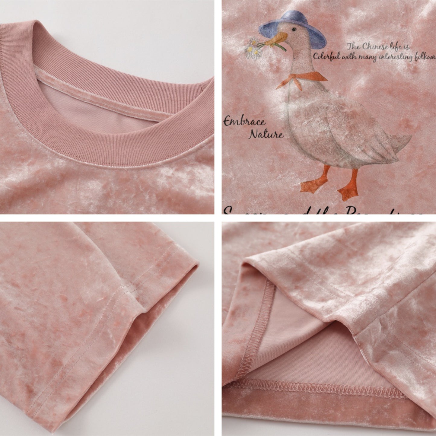 Distorted vintage duck print summer short sleeve t-shirt loose t-shirt