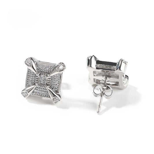 Earrings Zircon Square Earrings Spectrum