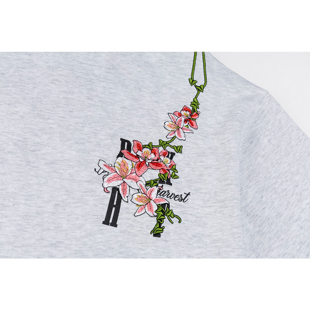 Hip Hop Clothes New York Vintage Floral Embroidery Short Sleeve T-Shirt