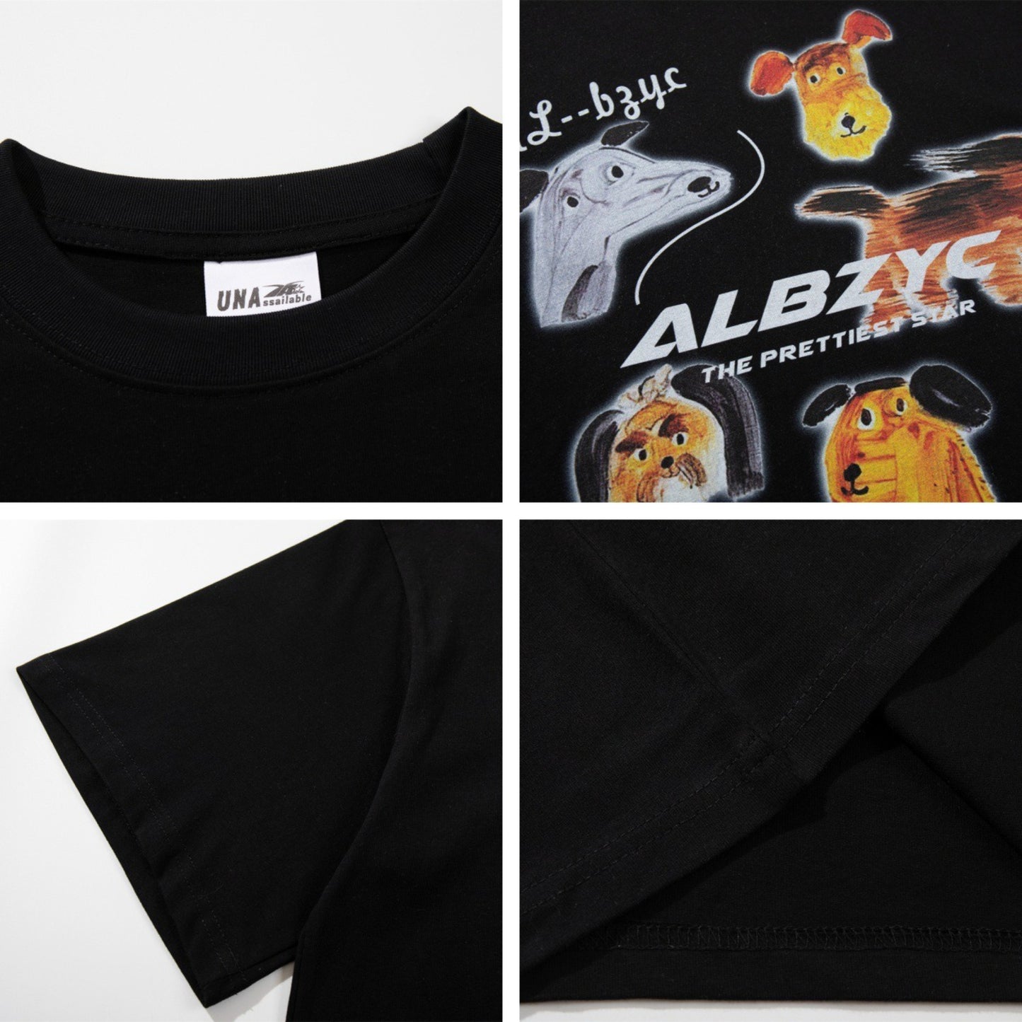 USA Vintage T-Shirt Fun Puppy Print Male Summer