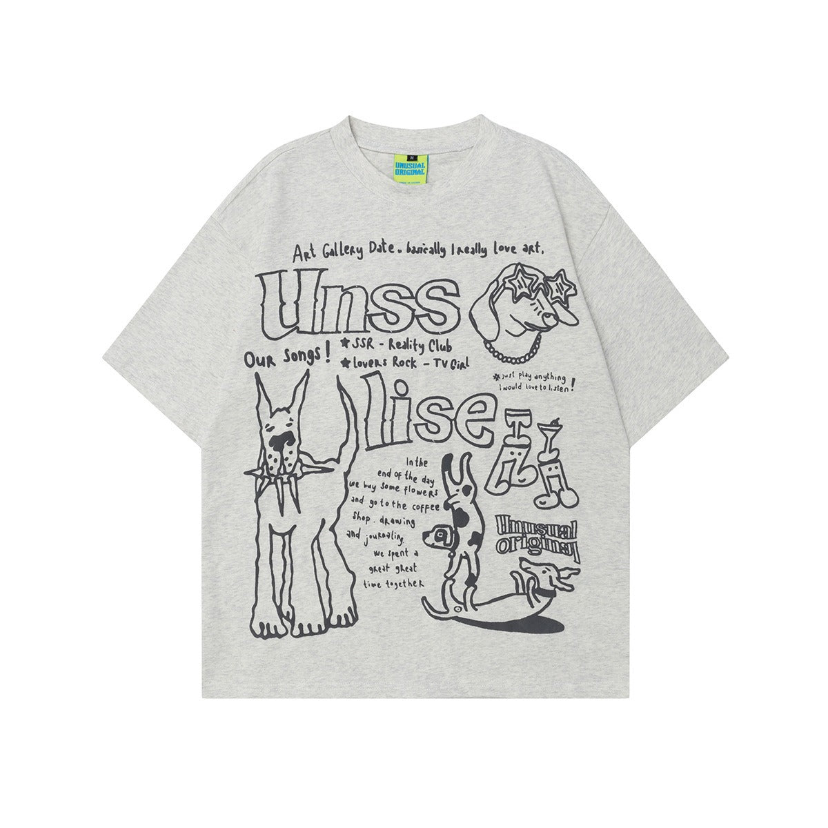 90s West Coast Hip Hop Fashion T Shirts Fun Graffiti Foam Puppy Short Sleeve T-Shirt