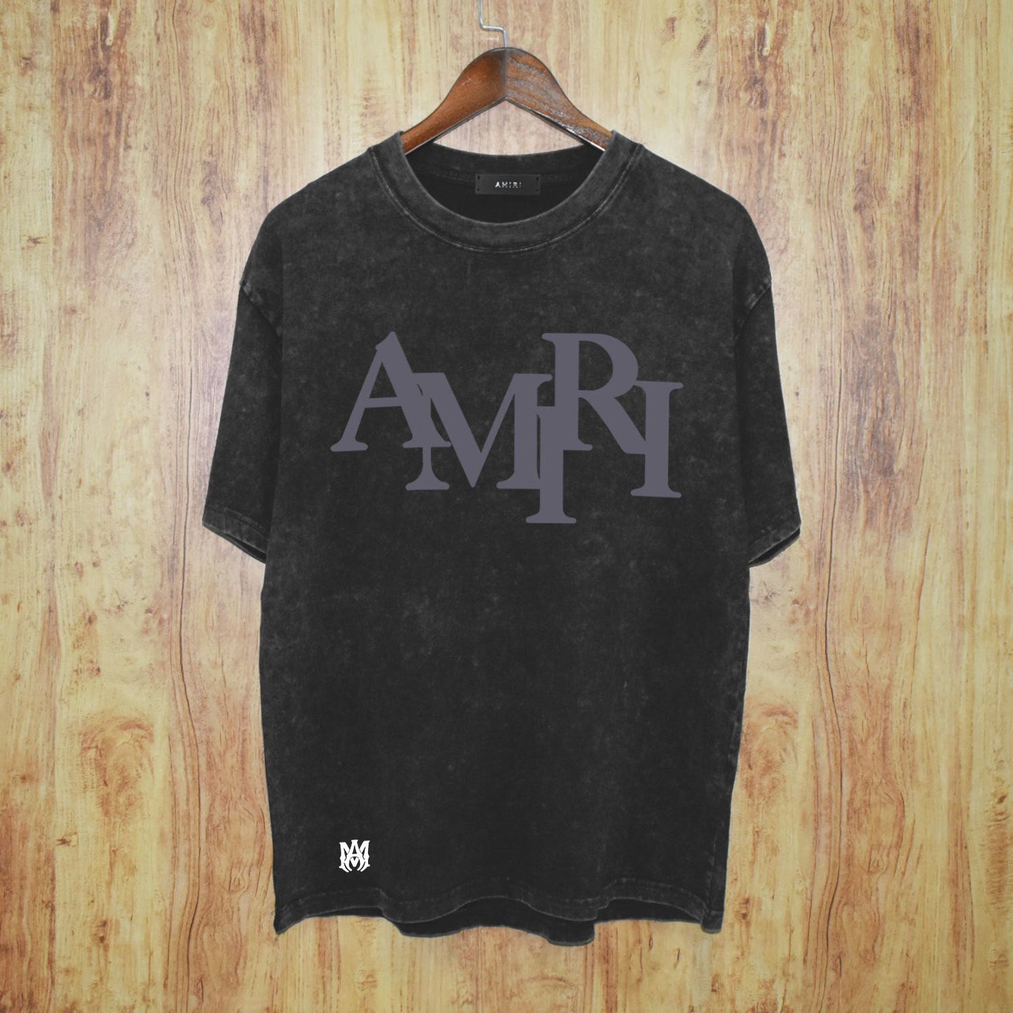 Amiri washed t-shirt all gray letterprinting short sleeves