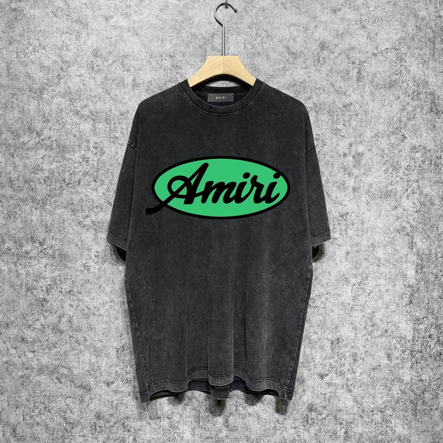 Amiri washed t-shirt oval letter short sleeve