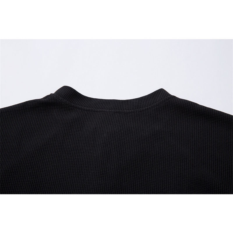 Casual Street Wear Summer Vintage Short Sleeve T-Shirt Waffle