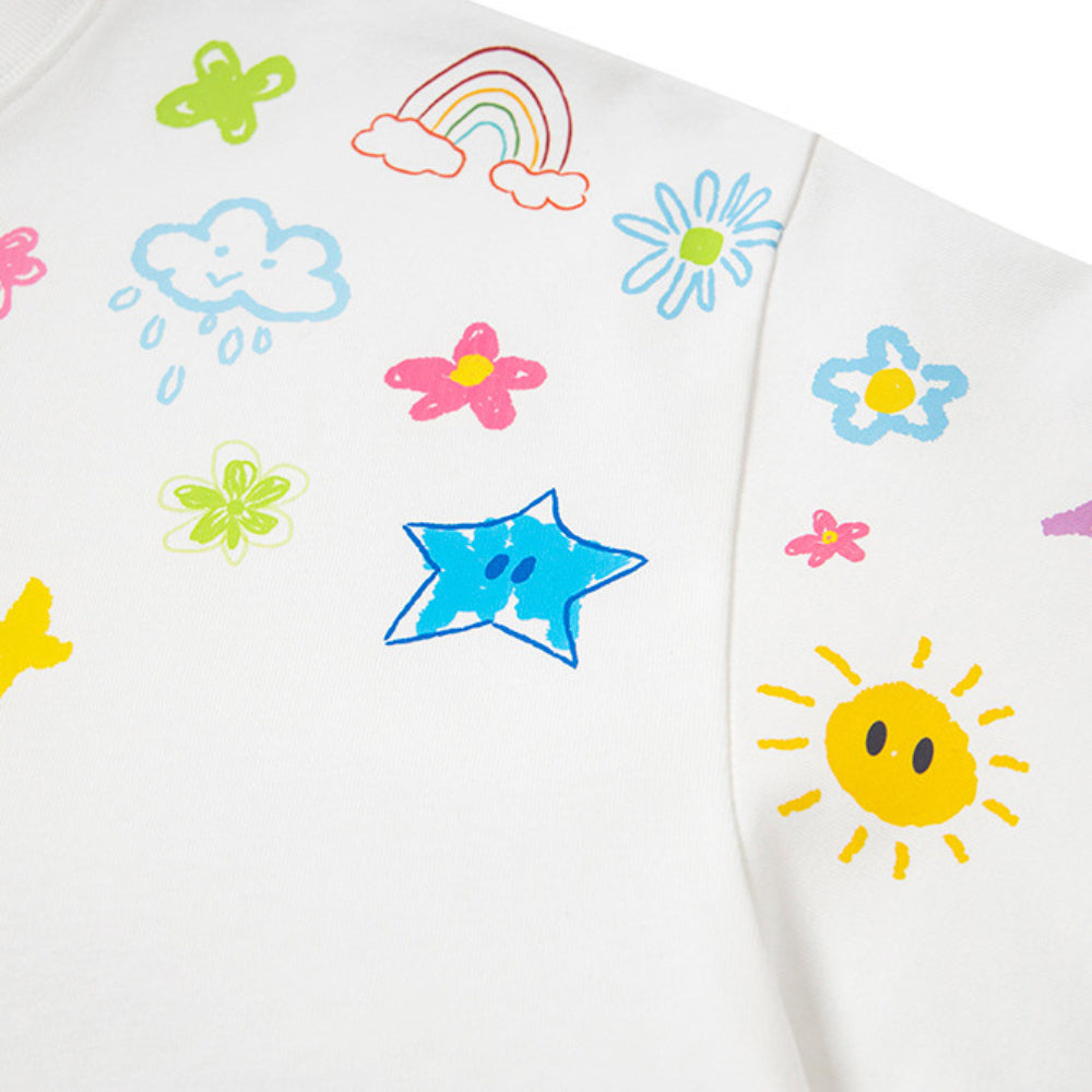 Hip Hop Clothes New York Summer Cartoon Graffiti Print T-Shirt Crew Neck Short Sleeve