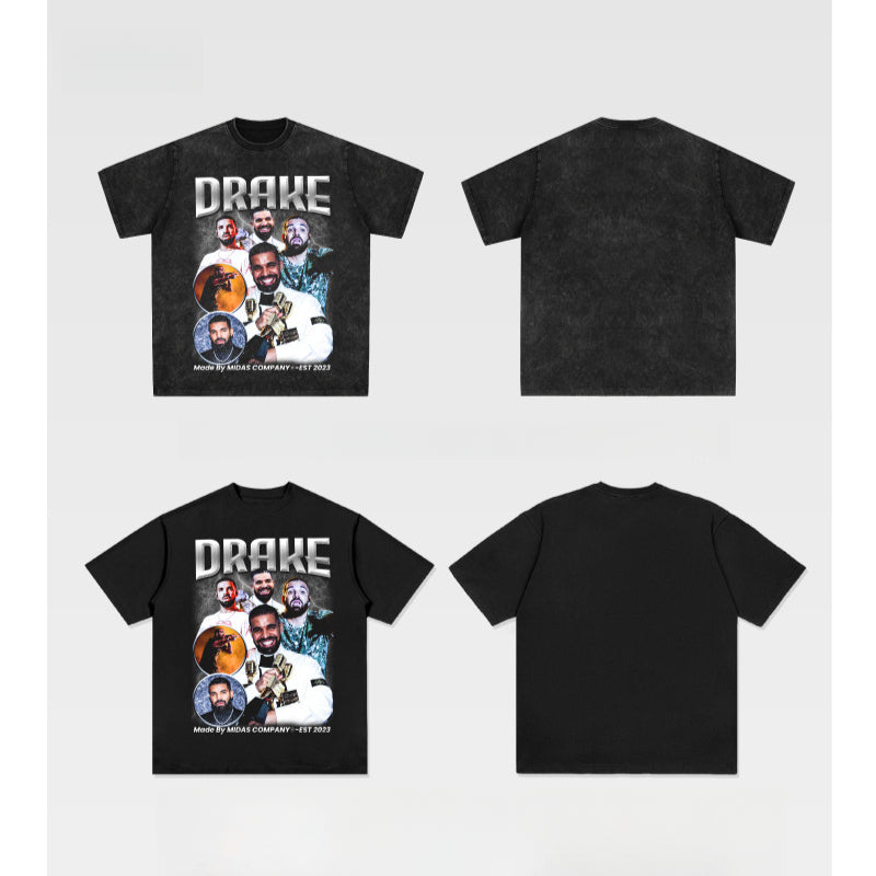 Cool t rapper vintage hip hop drake drake print short sleeve t-shirt
