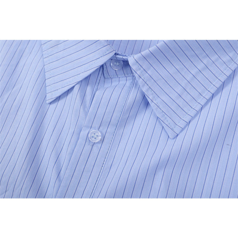 Casual Street Wear Vertical Striped Short Sleeve Shirt Summer Loose Casual Shirt