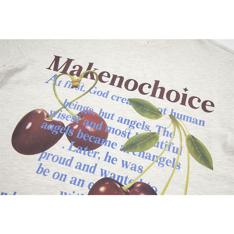 Marcas De Streetwear Vintage Cherry Print Short Sleeve T-Shirt