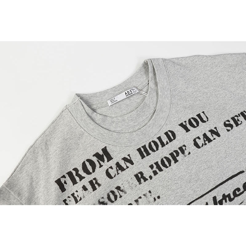 Marcas De Streetwear Vintage Alphabet Print Crew Neck Long Sleeve T-Shirt