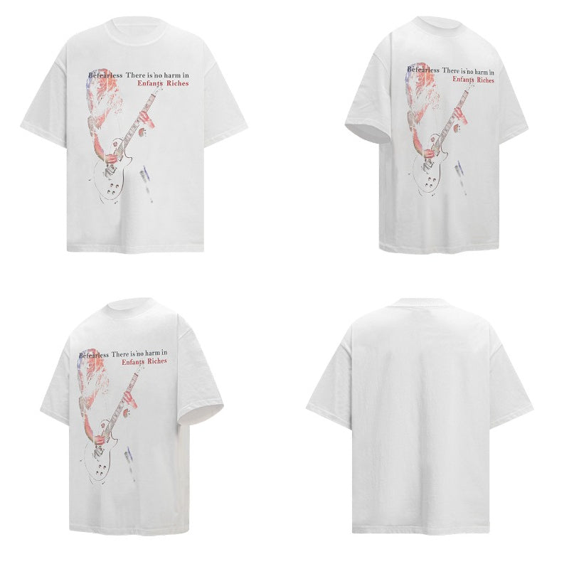80s And 90s Vintage T Shirts Vintage Washing Water Old Rock Hand Short Sleeve T-Shirts