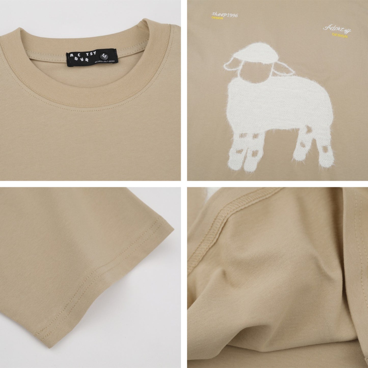 Nyc T Shirt Vintage Lamb Pattern Short Sleeve T-Shirt Summer Loose Casual Top