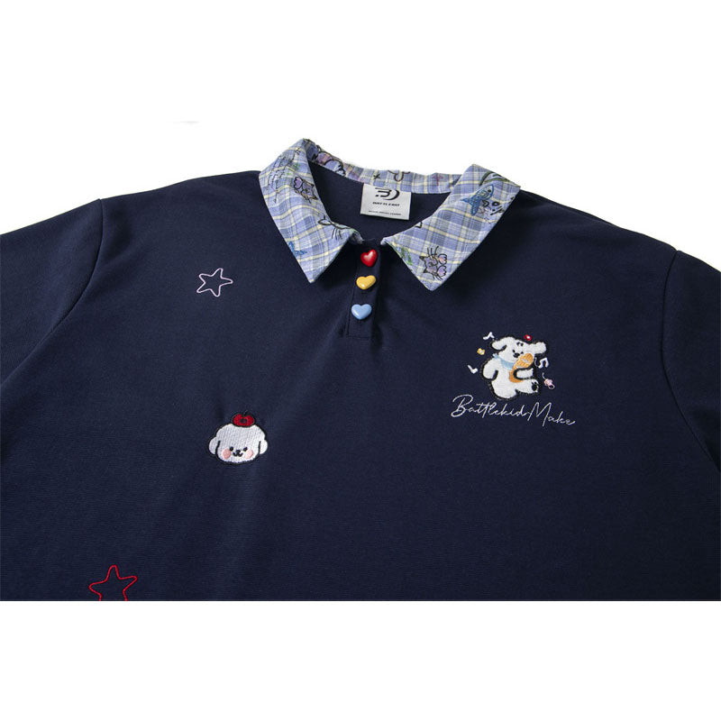 Casual Street Wear Vintage Short Sleeve T-Shirt Lapel POLO Shirt