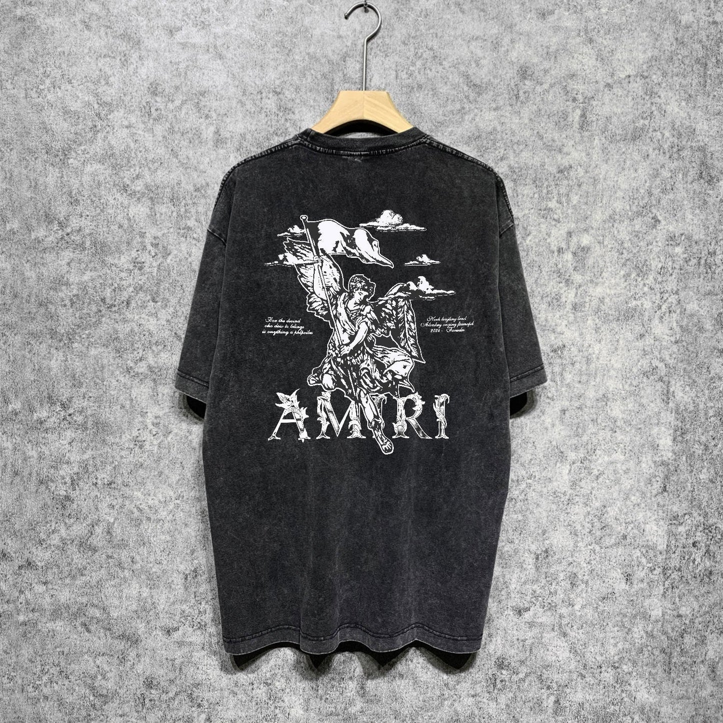 Amiri washed t-shirt ma printing short sleeve