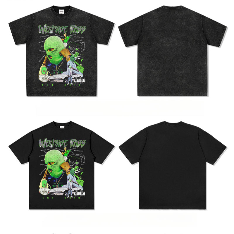 Cool t rapper hip hop robb print vintage hiphop short sleeve t-shirt