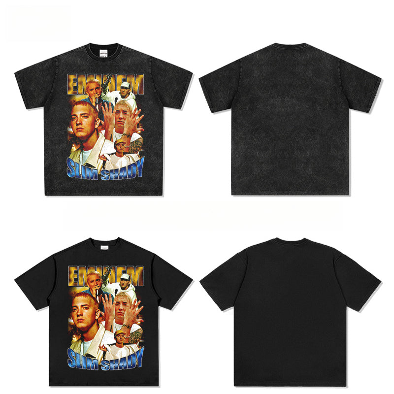 Cool t rapper vintage Eminem Eminem print hip hop short sleeve t-shirt