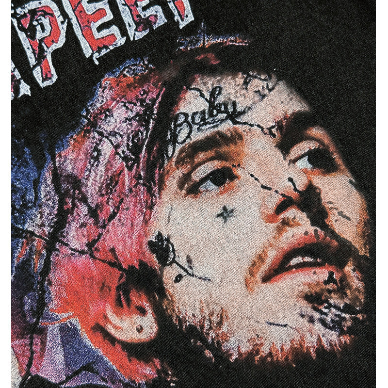 Streetwear masculino vintage LILPEEP character print short sleeve loose hiphop rap t-shirt