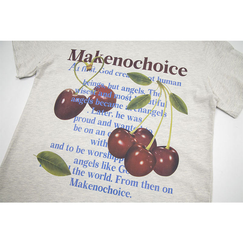 Marcas De Streetwear Vintage Cherry Print Short Sleeve T-Shirt