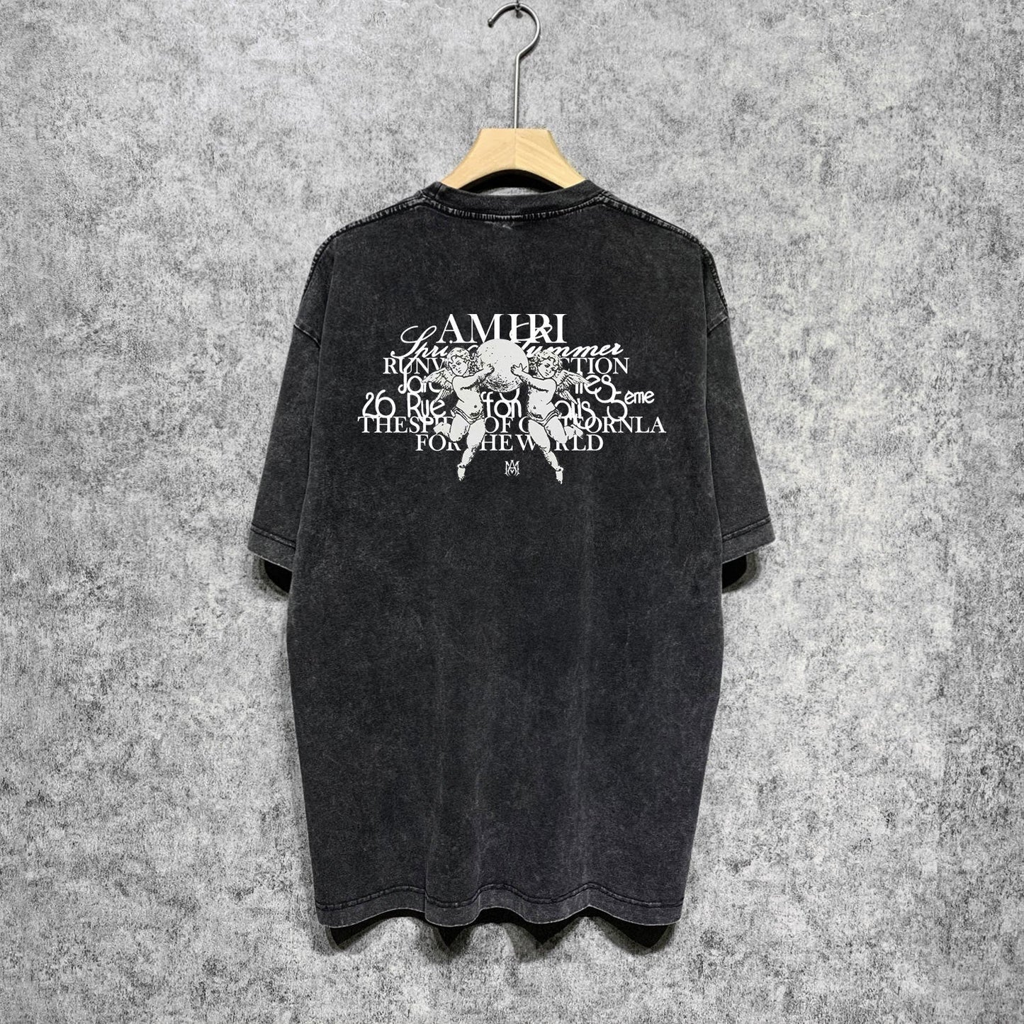 Amiri washed t-shirt letter angel ball printing short sleeves