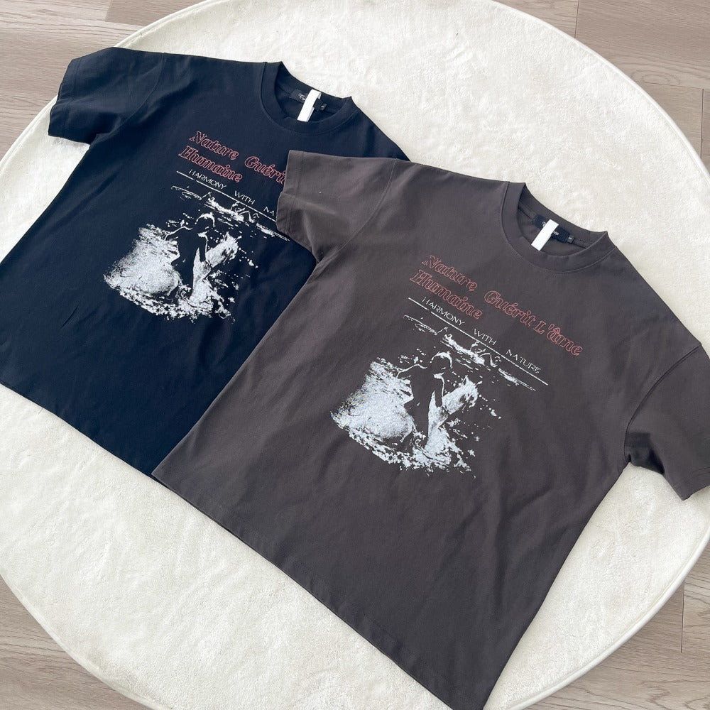 Streetwear Eua t-shirt Princess Charming Crew Neck Wash T-shirt