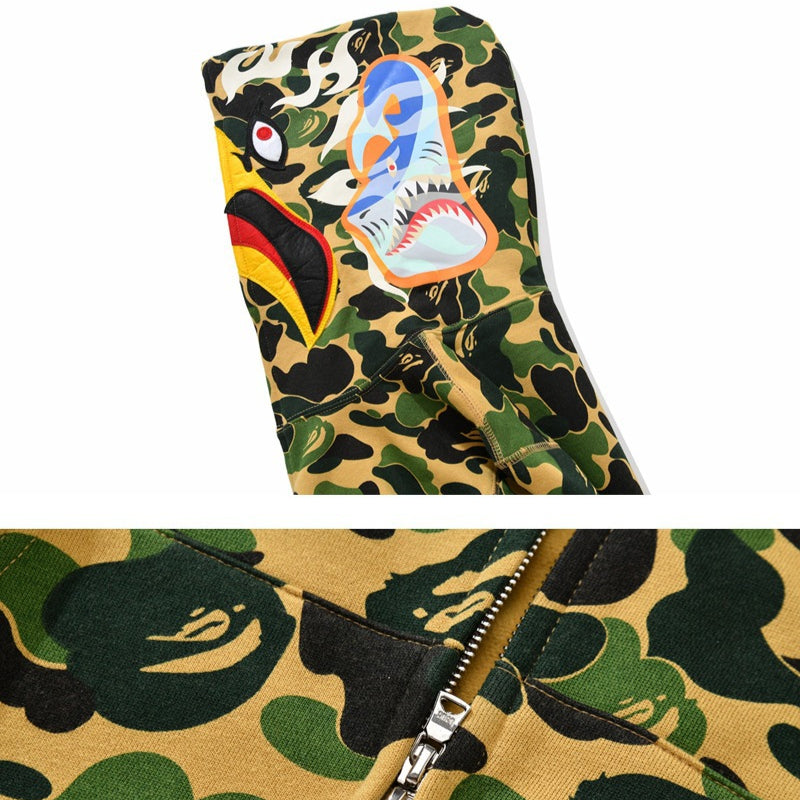 Ape Hoodie Joint S24 Falcon Full Zip Camouflage Loose Hooded Sweater