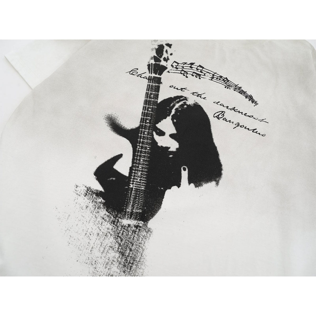 US drip outfits summer retro gradual change guitar casual loose short sleeve T-Shirts