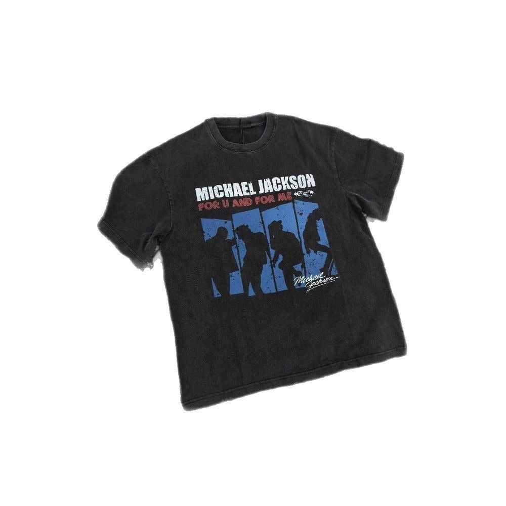 Streetwear Eua t shirt Michael spoof band print cleanfit short sleeve t-shirt