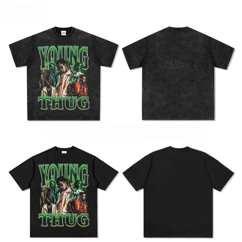 New york hip hop shop vintage hip hop Young Thug print short sleeve t-shirt