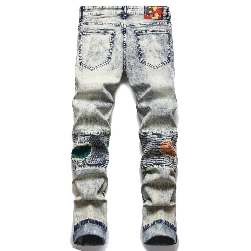 1990 Fashion Jeans Ripped Denim Trousers