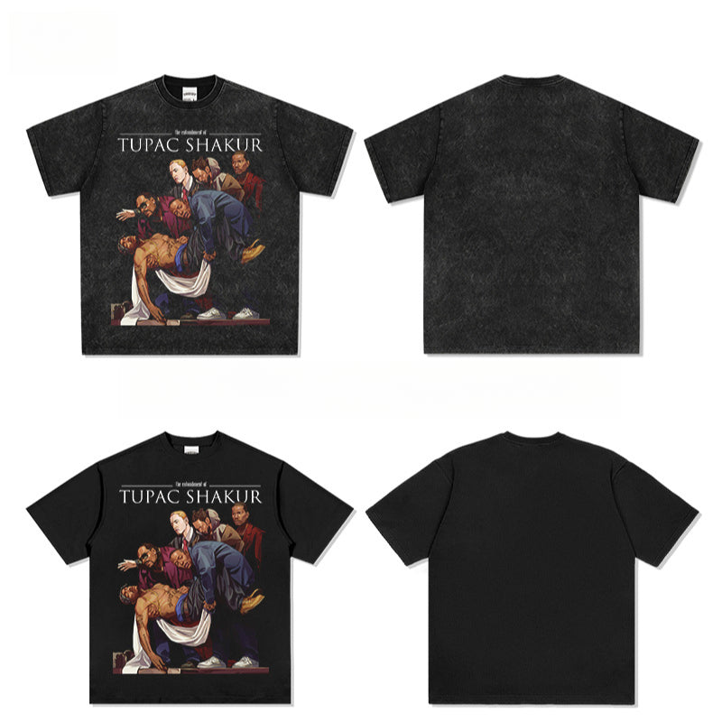 New york hip hop shop Homage TUPAC SHAKER 2PAC old printed short sleeve t-shirt