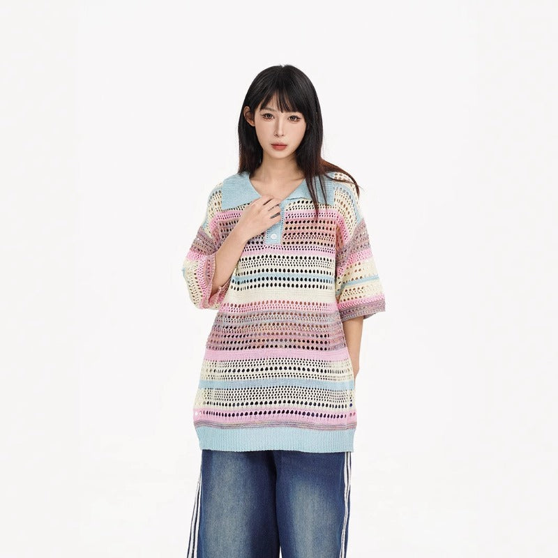 Nyc 1990 Shirt Vintage Striped Knitted polo shirt