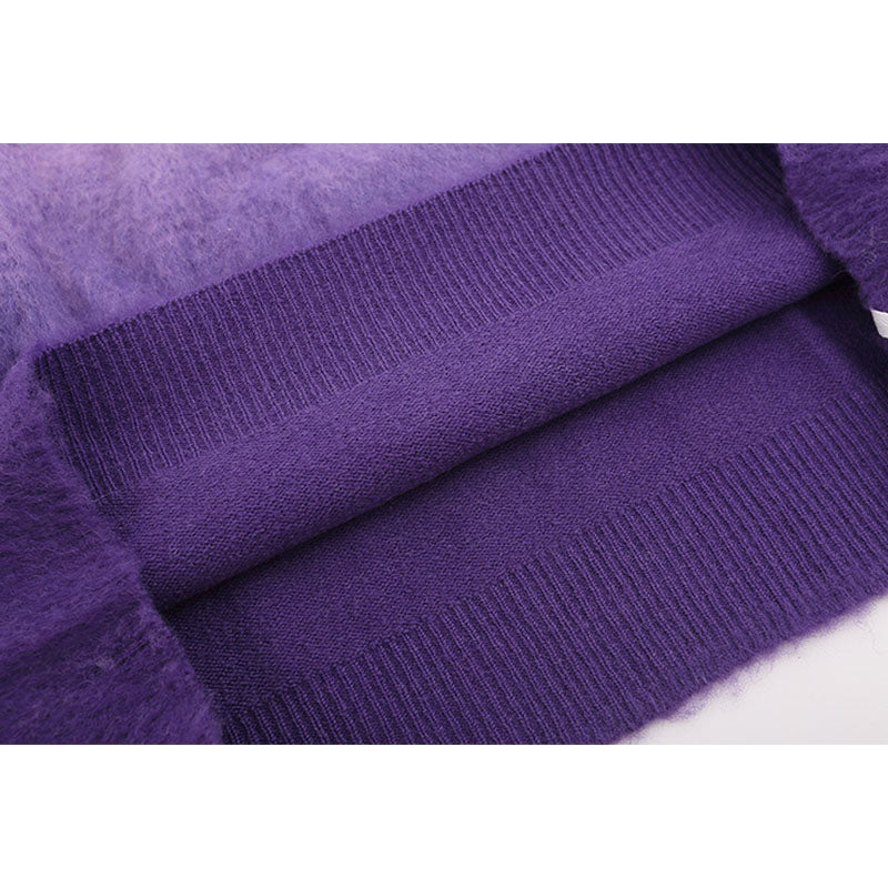 Vice streetwear autumn and winter ow purple gradient arrow pattern mohair knitted sweater