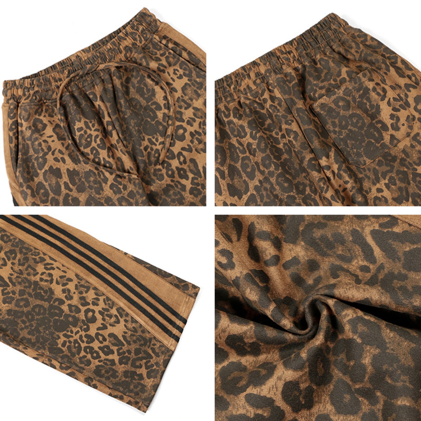 Hip Hop Pants For Boys Vintage Leopard Overalls Casual Loose Straight Pants