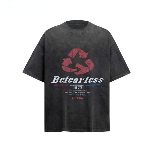 80s And 90s Vintage T Shirts Vintage Washing Water Old Alphabet Printed Short Sleeve T-Shirts