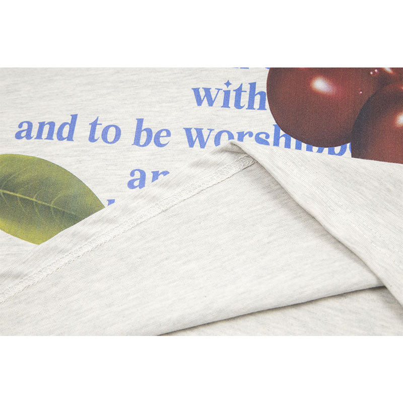 Marcas De Streetwear Vintage Cherry Print Short Sleeve T-Shirt