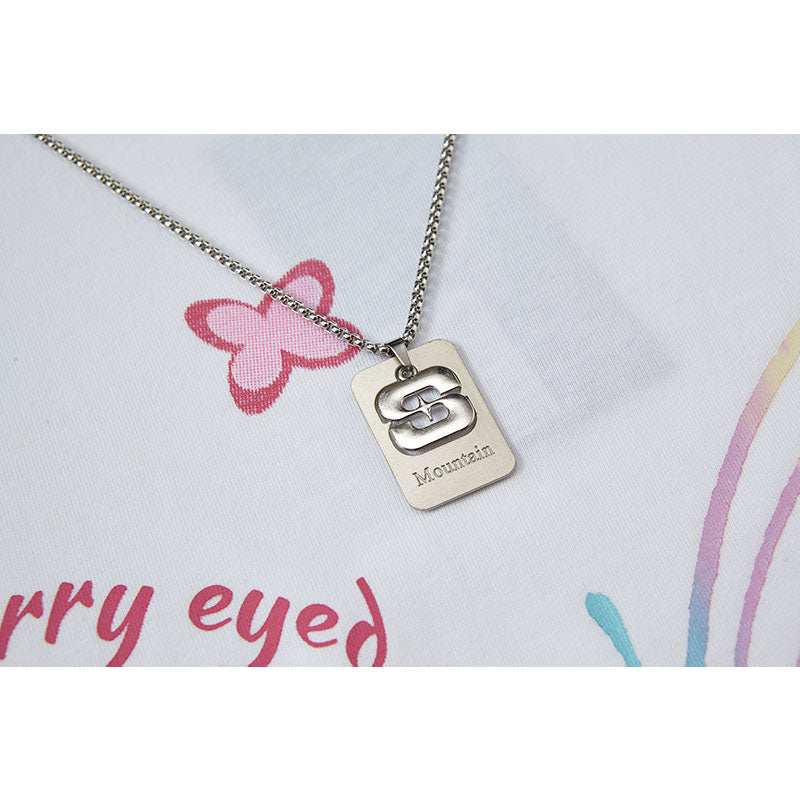 Casual Street Wear Summer Short Sleeve T-Shirt Butterfly Pendant Necklace Loose