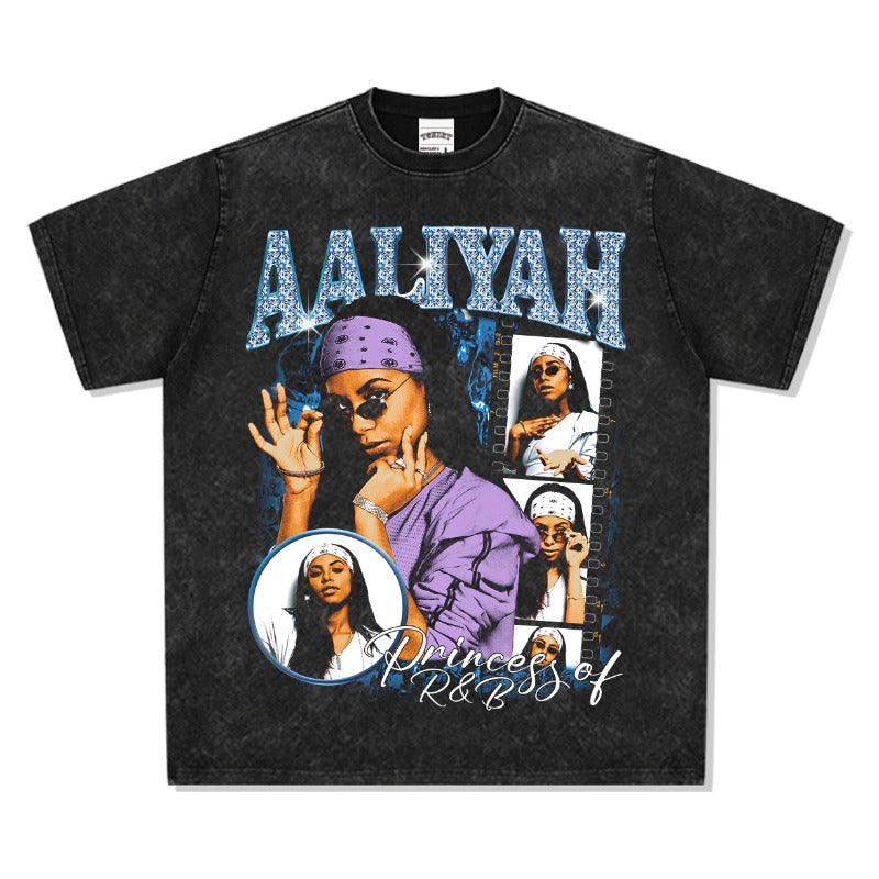 Marcas streetwear usa vintage hip hop alayiah print short sleeve t-shirt