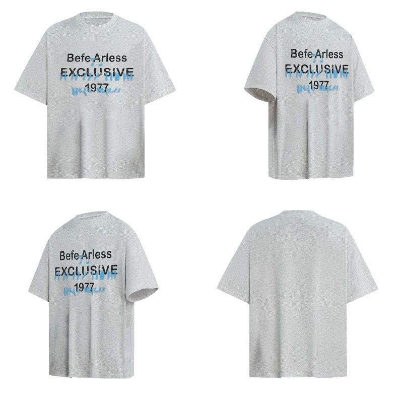 80s And 90s Vintage T Shirts Vintage Washing Water Old Alphabet Printed Short Sleeve T-Shirts