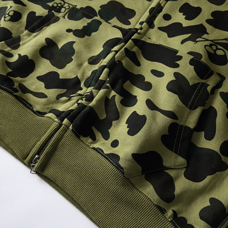 Ape Hoodie Two-Hat Camouflage Hoodie Men's and Women's Hooded Cardigan Shark Sweater Jacket