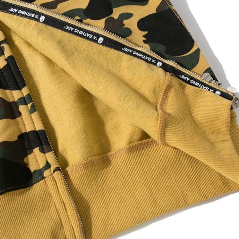 Ape Hoodie Shark Under the Stars Hooded Cardigan Zip Double Hat Camo Sweater Jacket