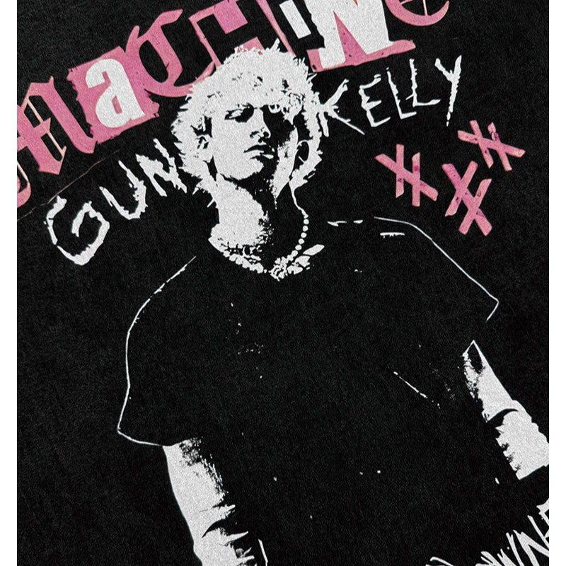 Cool t rapper vintage hip hop mgk print short sleeve t-shirt