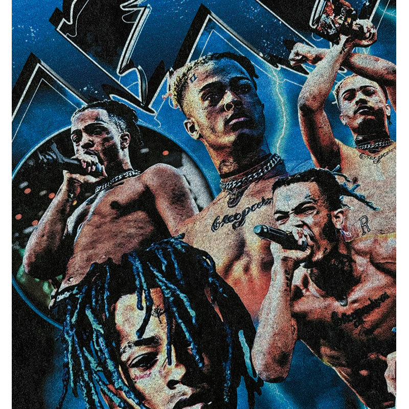 Streetwear masculino vintage hip hop rap XXX Tentacion print short sleeve t-shirt