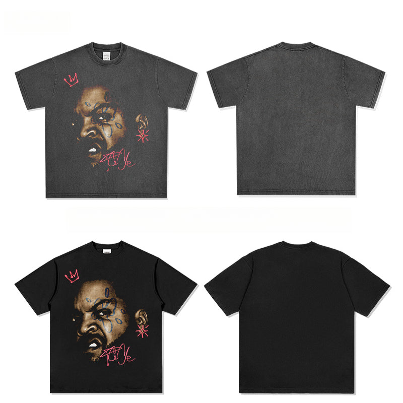 Streetwear masculino vintage hip hop Ice Cube print short sleeve t-shirt