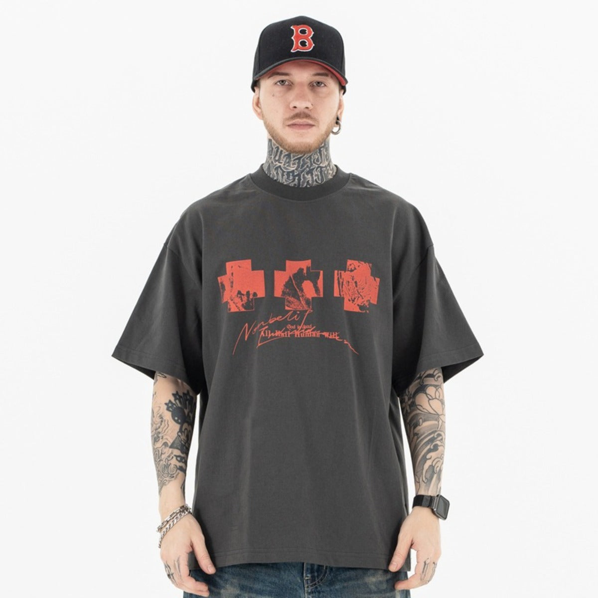 Vic Streetwear Summer Old Hip Hop Vintage Loose Short Sleeve T-Shirt