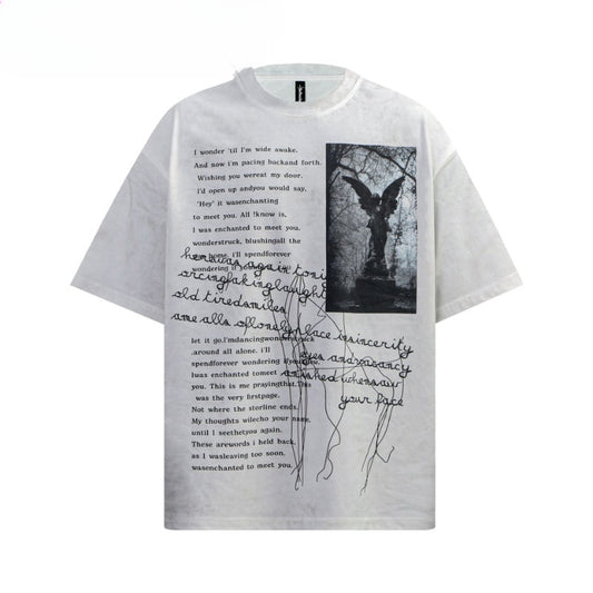 80s And 90s Vintage T-Shirts Vintage Smudge Letter Short Sleeve T-Shirt