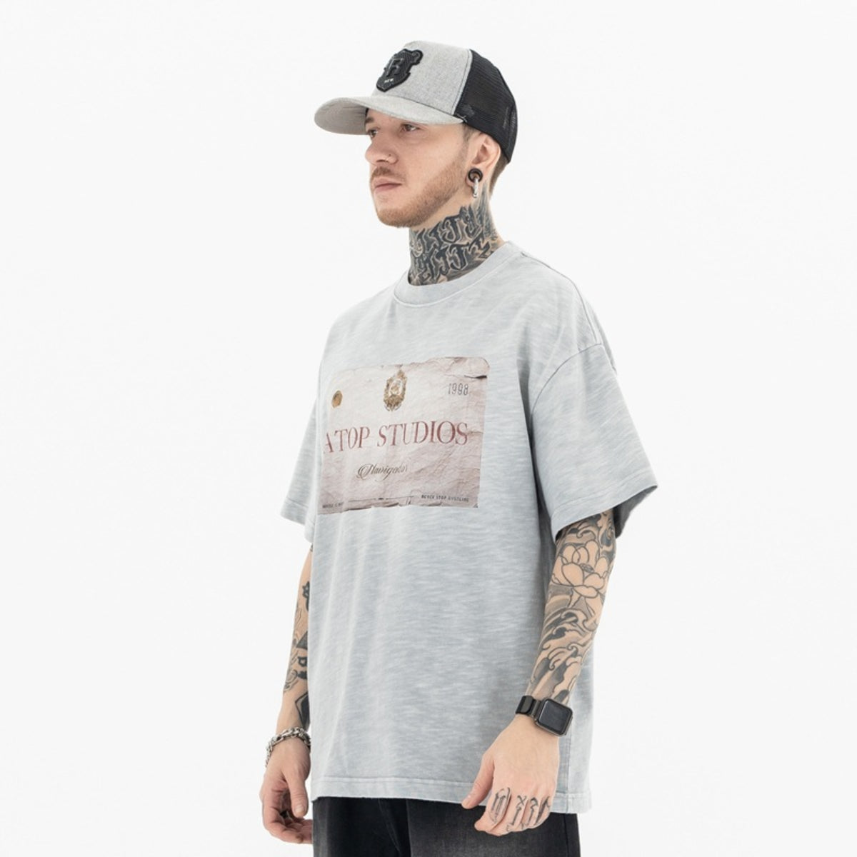 Vic Streetwear Summer Vintage Crew Neck Short Sleeve T-Shirt