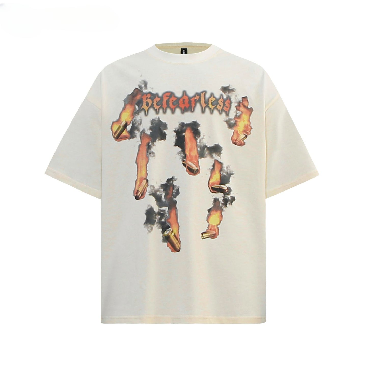 80s And 90s Vintage T Shirts Flame Bullet Short Sleeve Men's and Women's Summer Loose Top