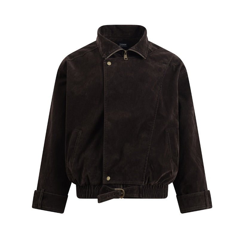 Unisex Down Jacket Autumn Vintage Suede Cotton Jacket