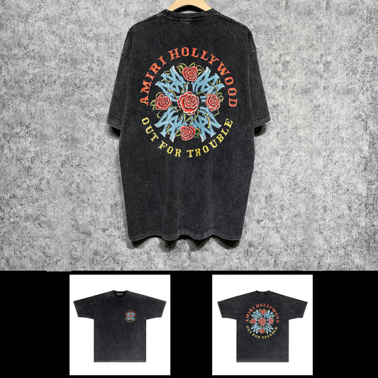 Amiri washed t-shirt floral printing short sleeve