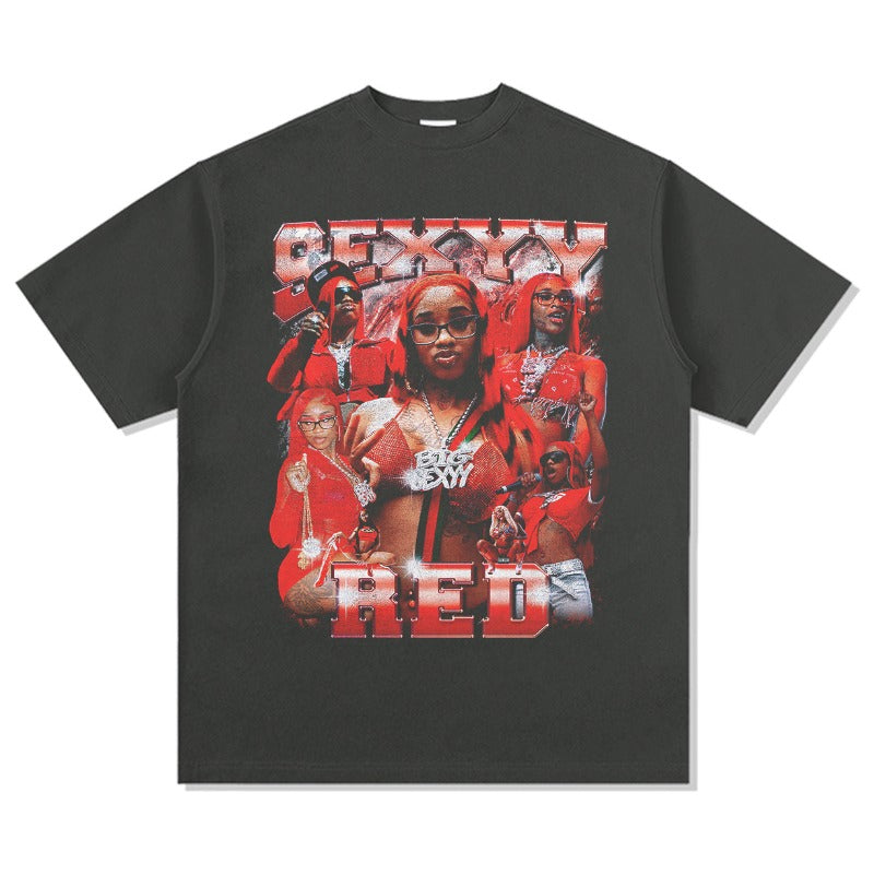 Marcas streetwear usa vintage hip hop Sexy yRed print short sleeve t-shirt